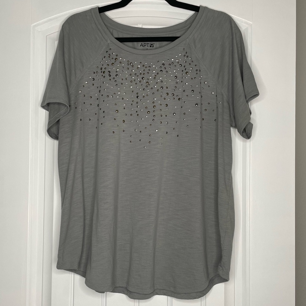 Apt. 9 grey s/s studded tee Size 1X